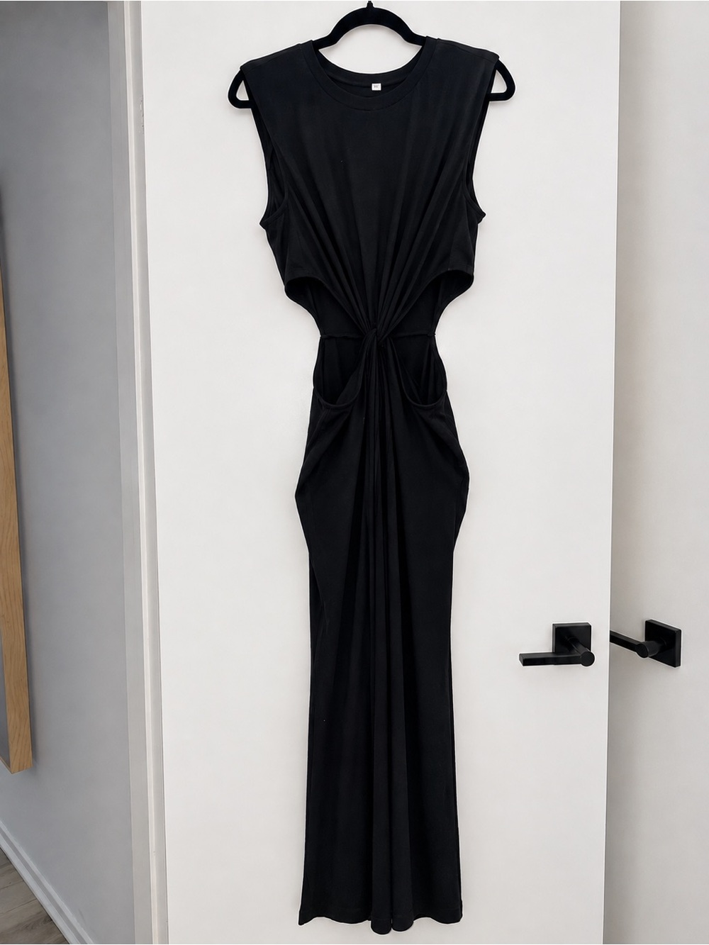 Black Cutout Draped Maxi Dress Size Medium